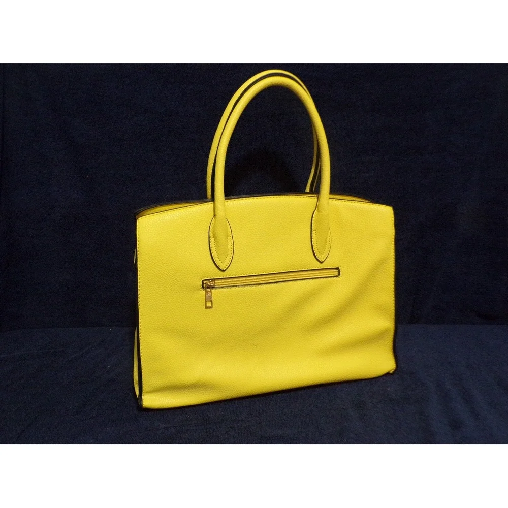 Deluxity Los Angeles Yellow‎ Leather Satchel Crossbody Bag Gold Hardware NWT
